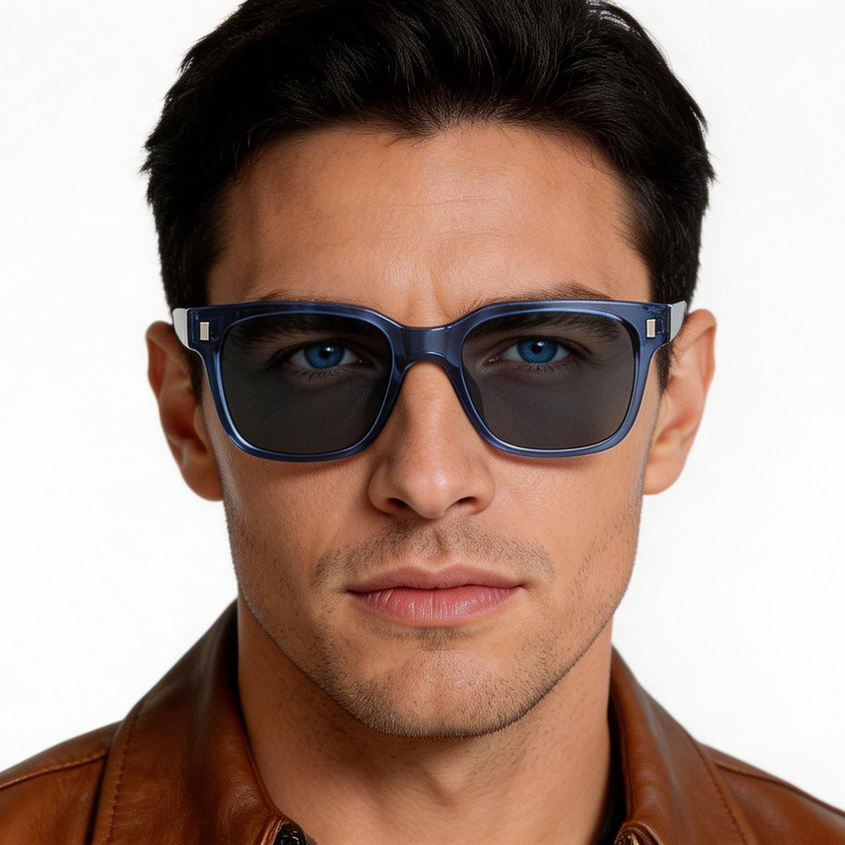 Occhiali da sole rettangolari in plastica blu #BS2503-0394