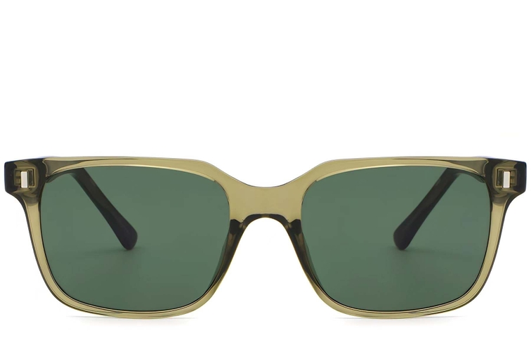 Rectangular Green Plastic Sunglasses #BS2503-0395