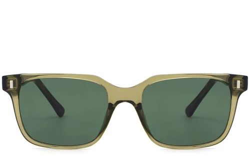 Rectangular Green Plastic Sunglasses #BS2503-0395