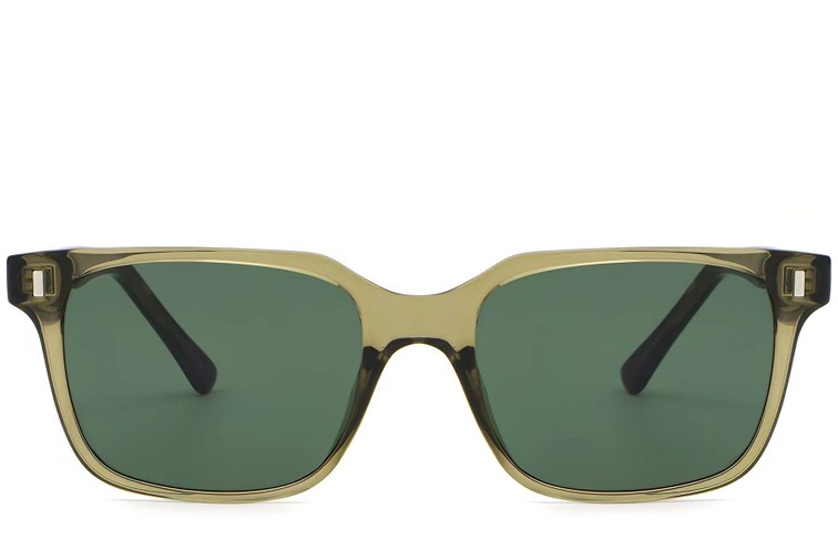 Lunettes de soleil rectangulaires en plastique vert #BS2503-0395