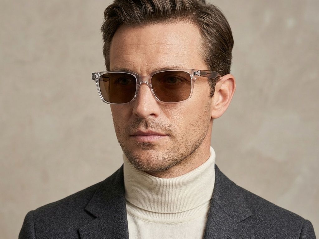 Rectangular Transparent Plastic Sunglasses #BS2503-0397