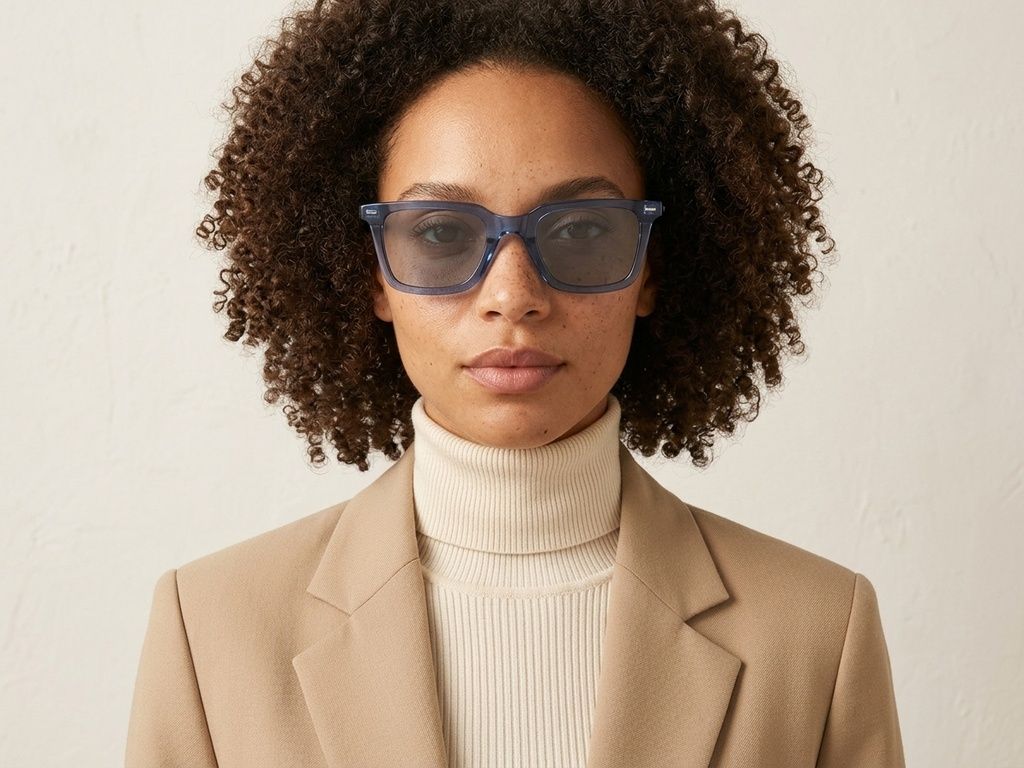 Rectangular Blue Plastic Sunglasses #BS2503-0398