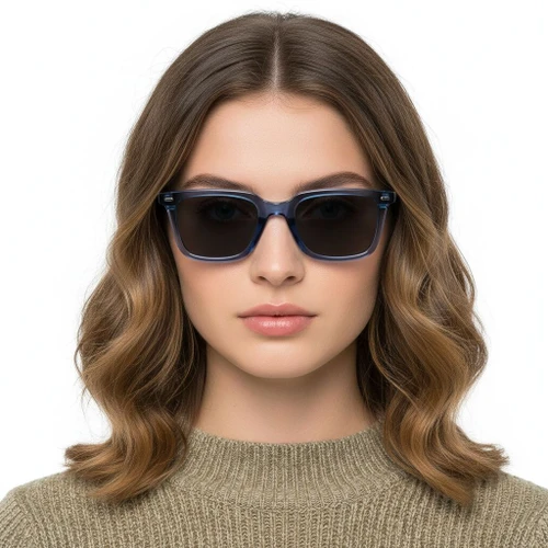 Rectangular Blue Plastic Sunglasses #BS2503-0398