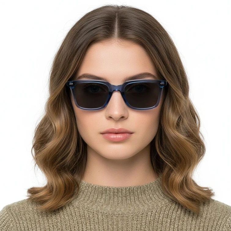 Rechteckige blaue Kunststoff-Sonnenbrille #BS2503-0398