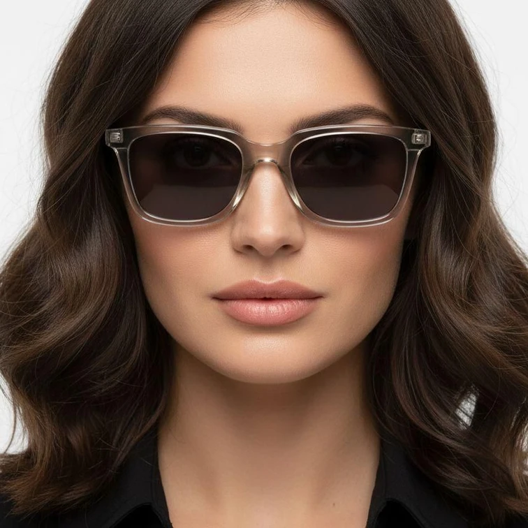 Rechteckige graue Kunststoff-Sonnenbrille #BS2503-0400