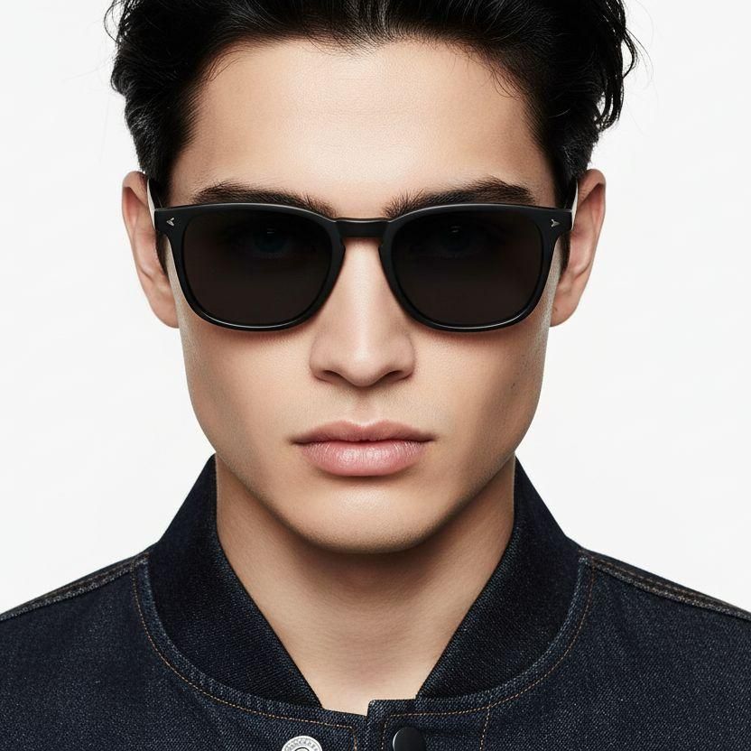 Rectangular Black Plastic Sunglasses #BS2503-0401