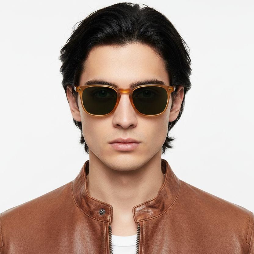 Rectangular Orange Plastic Sunglasses #BS2503-0404