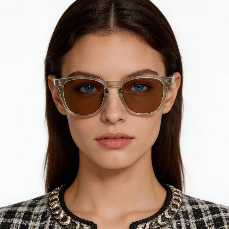 Rechteckige graue Kunststoff-Sonnenbrille #BS2503-0405