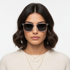 Rectangular Transparent Plastic Sunglasses #BS2503-0406