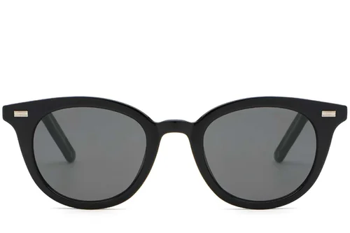 Lunettes de soleil ovales en plastique noir #BS2503-0407