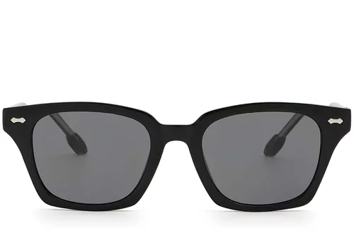 Lunettes de soleil rectangulaires en plastique noir #BS2503-0417