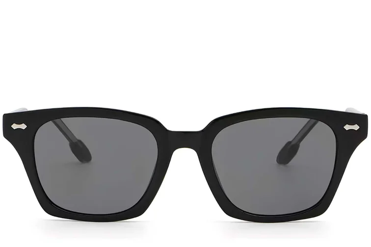 Lunettes de soleil rectangulaires en plastique noir #BS2503-0417