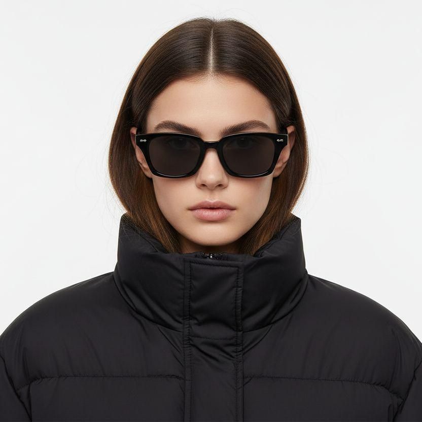 Rectangular Black Plastic Sunglasses #BS2503-0417