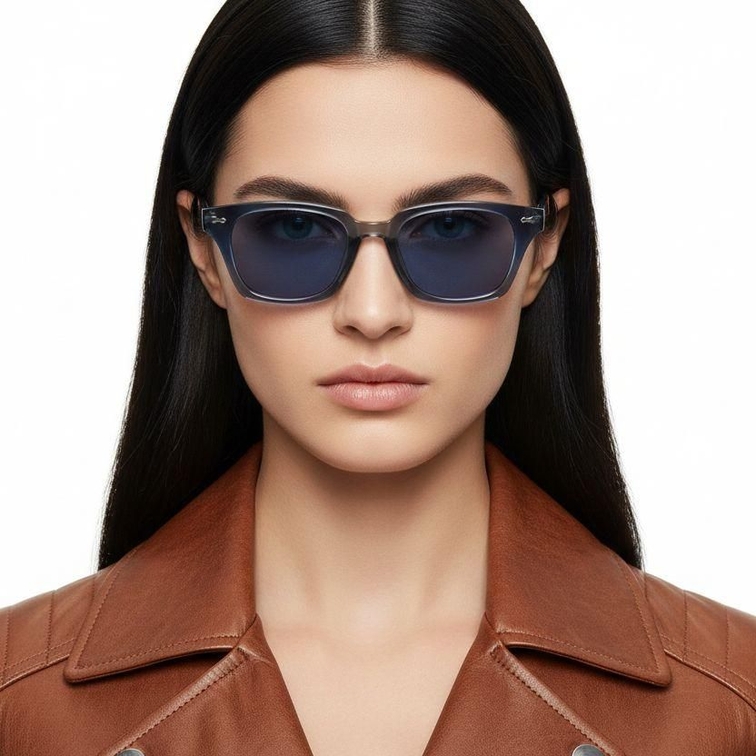Rectangular Grey Plastic Sunglasses #BS2503-0418