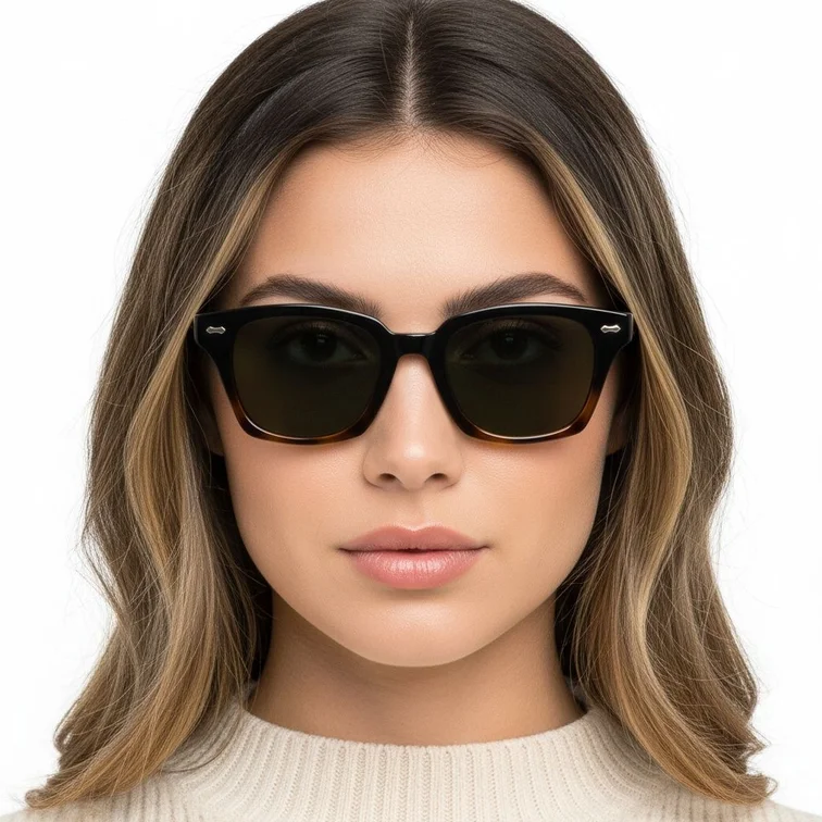 Rectangular Tortoiseshell Plastic Sunglasses #BS2503-0419