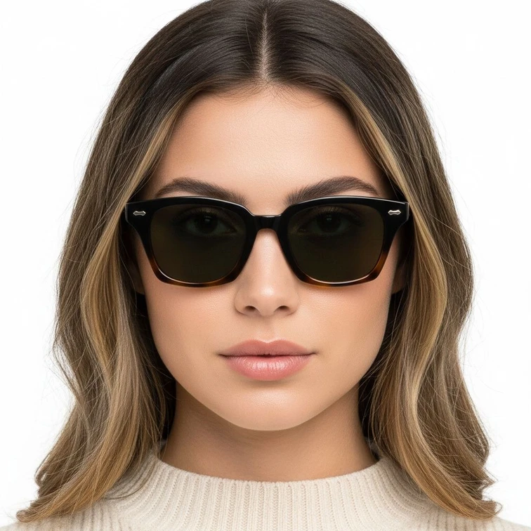 Lunettes de soleil rectangulaires en plastique écaille de tortue #BS2503-0419
