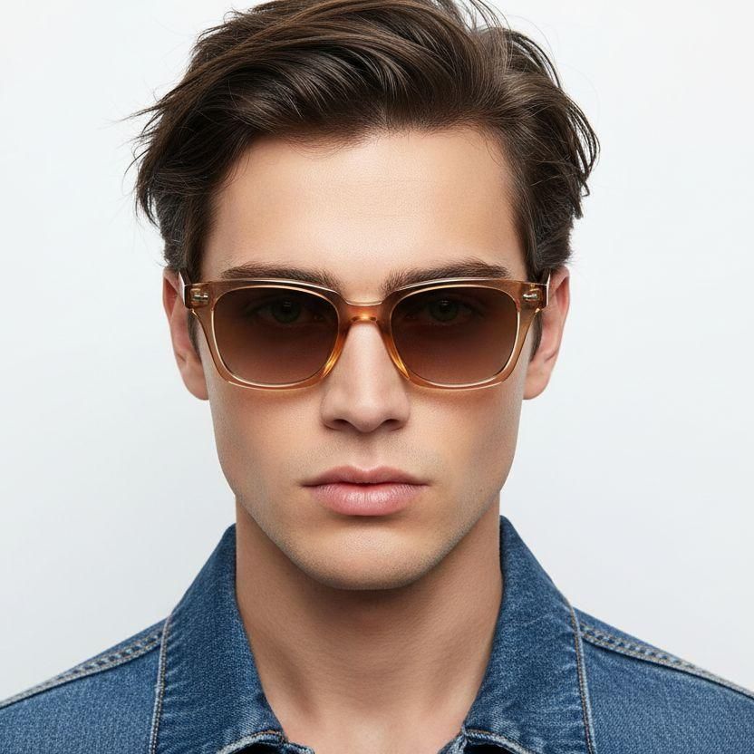 Rectangular Brown Plastic Sunglasses #BS2503-0420