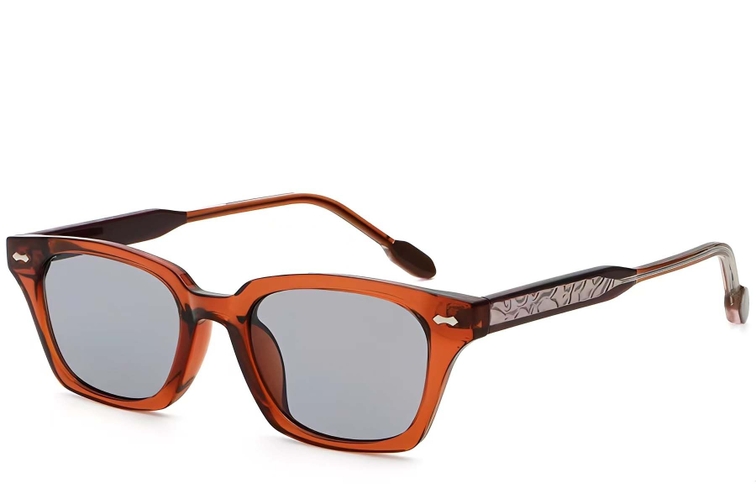 Lunettes de soleil rectangulaires en plastique rouge #BS2503-0421