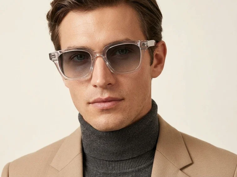 Rectangular Transparent Plastic Sunglasses #BS2503-0422