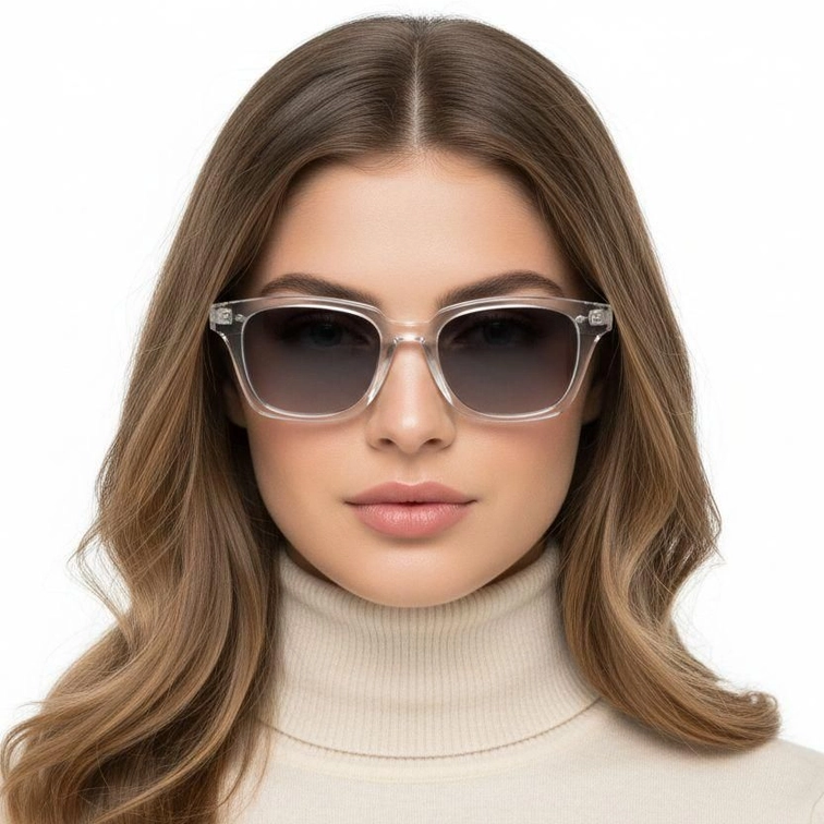 Rectangular Transparent Plastic Sunglasses #BS2503-0422