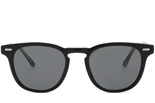 Lunettes de soleil ovales en plastique noir #BS2503-0423
