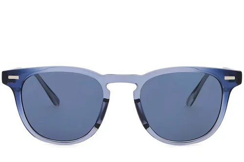 Lunettes de soleil ovales en plastique bleu #BS2503-0427