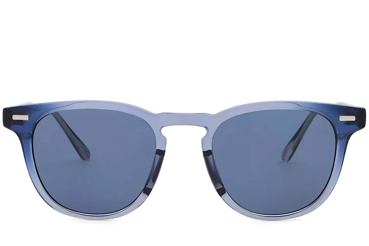 Occhiali da sole ovali in plastica blu #BS2503-0427