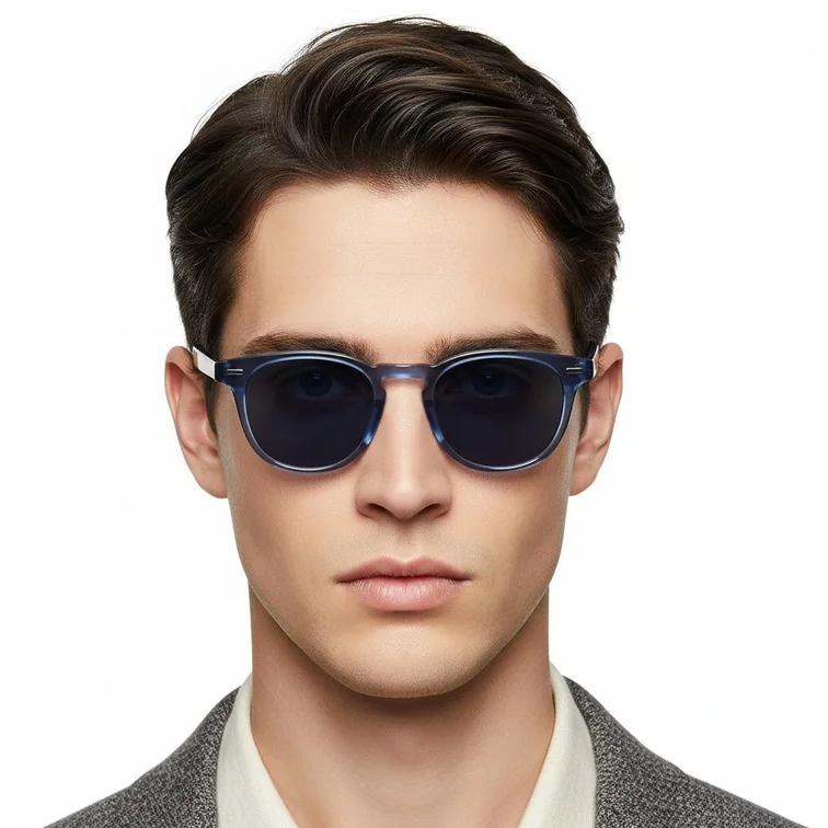 Oval Blue Plastic Sunglasses #BS2503-0427