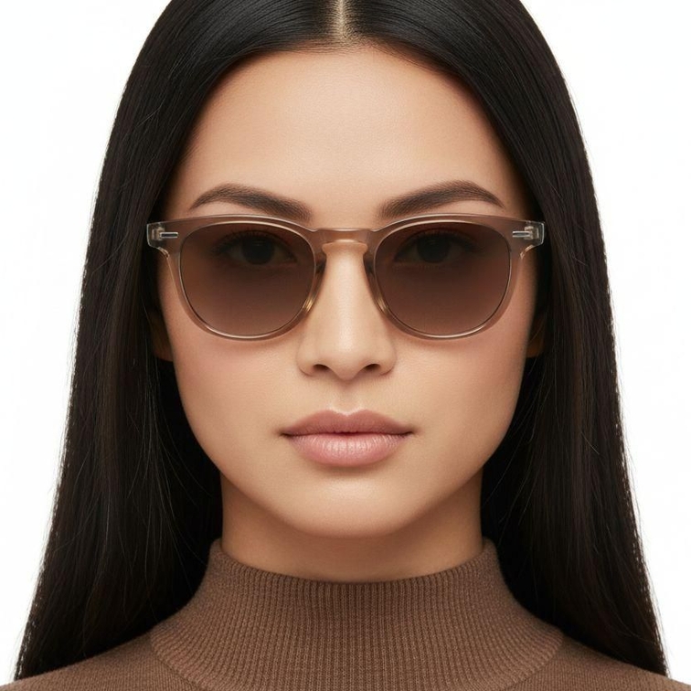 Occhiali da sole ovali in plastica marrone #BS2503-0428