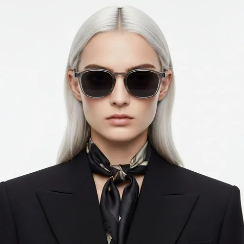 Lunettes de soleil ovales en plastique gris #BS2503-0431