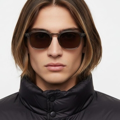 Occhiali da sole ovali in plastica marrone #BS2503-0433