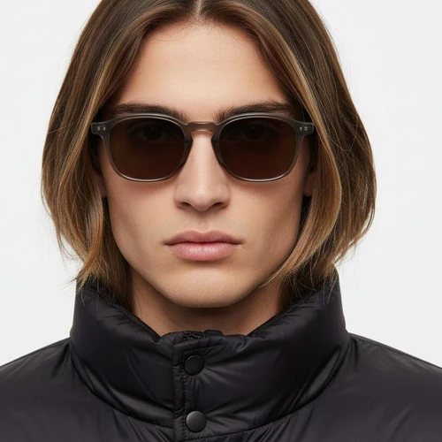 Lunettes de soleil ovales en plastique marron #BS2503-0433