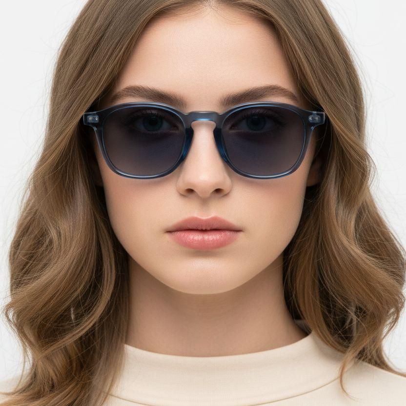 Oval Blue Plastic Sunglasses #BS2503-0434