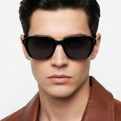 Rectangular Black Plastic Sunglasses #BS2503-0435