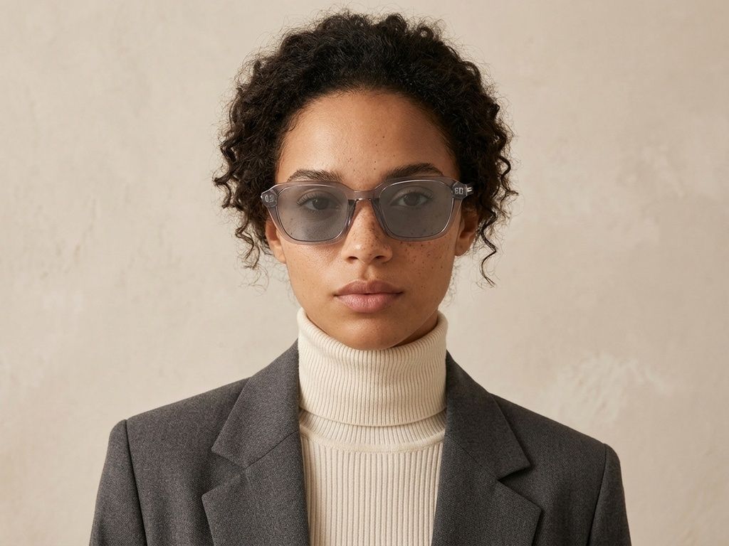 Rectangular Grey Plastic Sunglasses #BS2503-0436