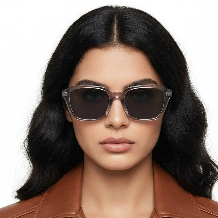 Rechteckige graue Kunststoff-Sonnenbrille #BS2503-0436