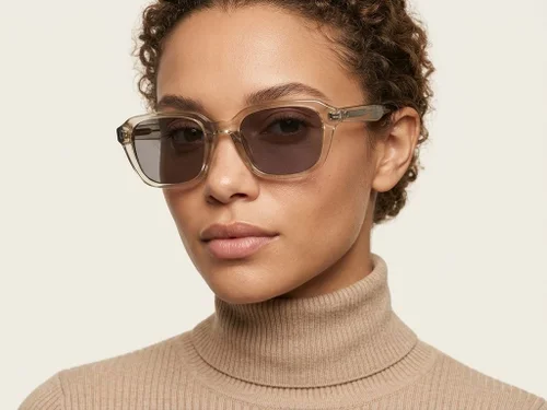 Lunettes de soleil rectangulaires en plastique marron #BS2503-0437