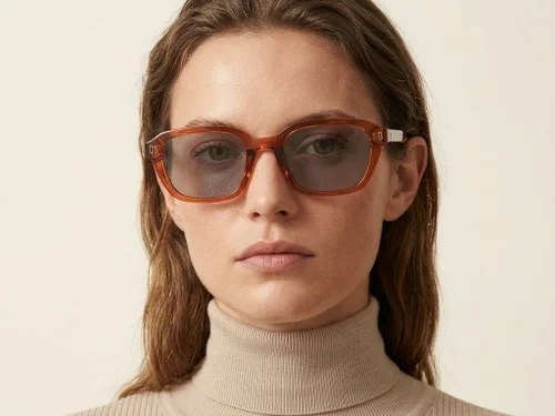 Lunettes de soleil rectangulaires en plastique rouge #BS2503-0439