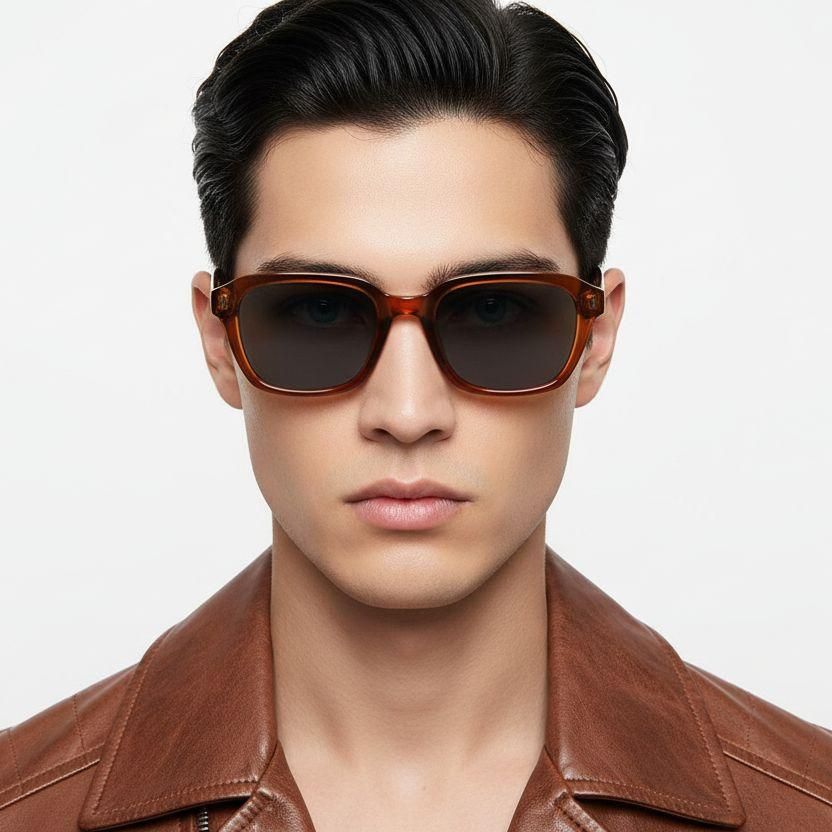 Rectangular Red Plastic Sunglasses #BS2503-0439