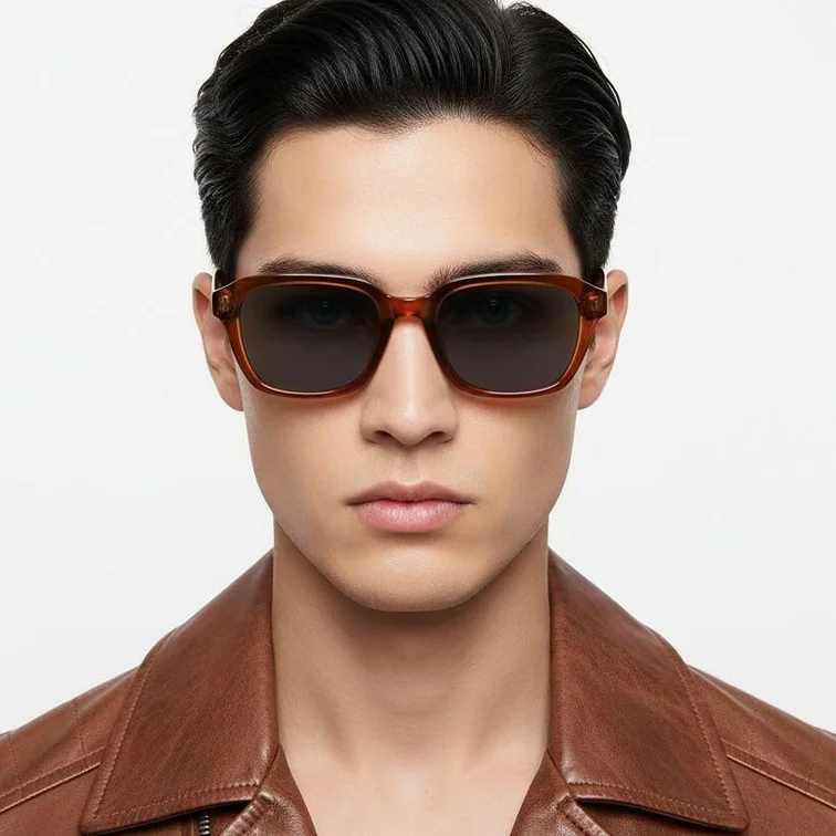 Rechteckige rote Kunststoff-Sonnenbrille #BS2503-0439