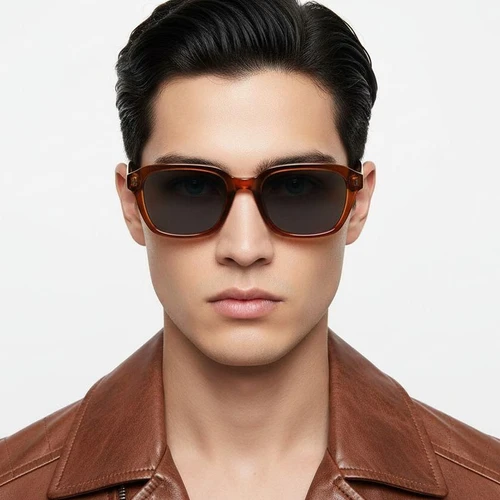 Rectangular Red Plastic Sunglasses #BS2503-0439