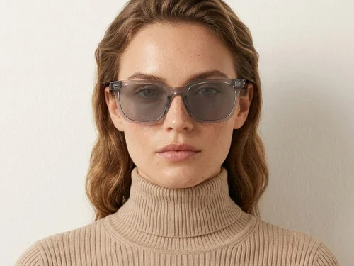Lunettes de soleil rectangulaires en plastique gris #BS2503-0441