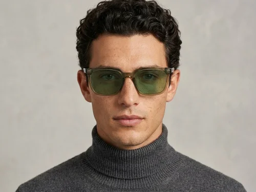 Lunettes de soleil rectangulaires en plastique vert #BS2503-0443
