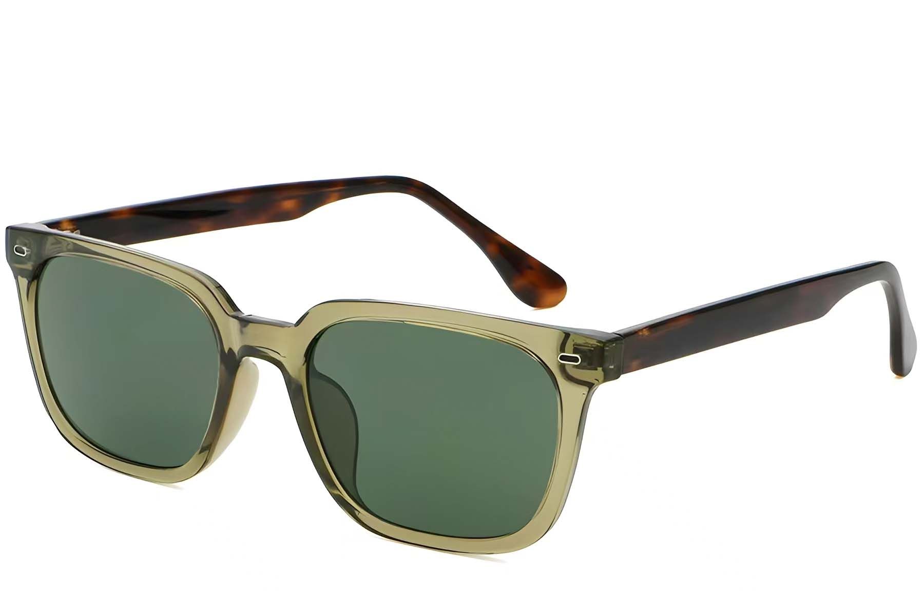 Rectangular Green Plastic Sunglasses #BS2503-0443