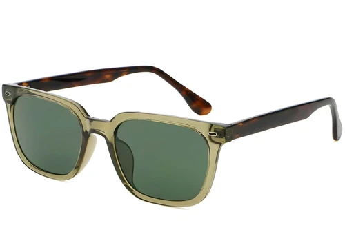 Rectangular Green Plastic Sunglasses #BS2503-0443