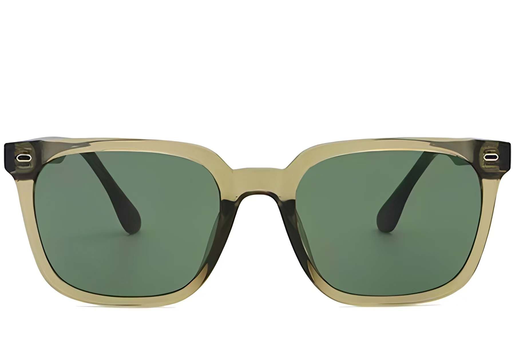 Rectangular Green Plastic Sunglasses #BS2503-0443