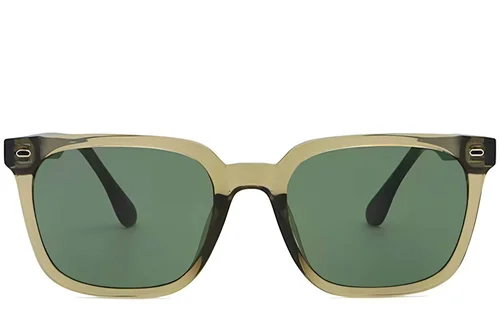Lunettes de soleil rectangulaires en plastique vert #BS2503-0443