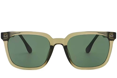 Rectangular Green Plastic Sunglasses #BS2503-0443