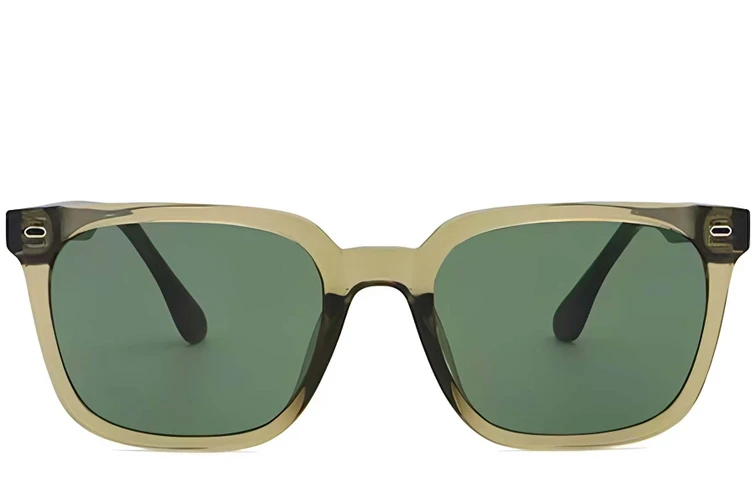 Gafas de sol rectangulares de plástico verde #BS2503-0443