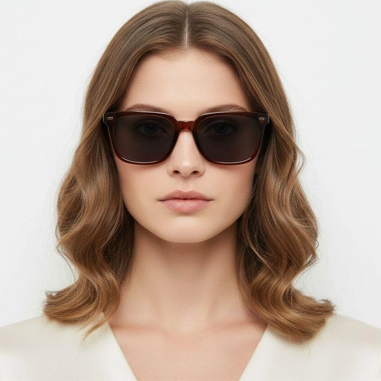 Rectangular Red Plastic Sunglasses #BS2503-0444